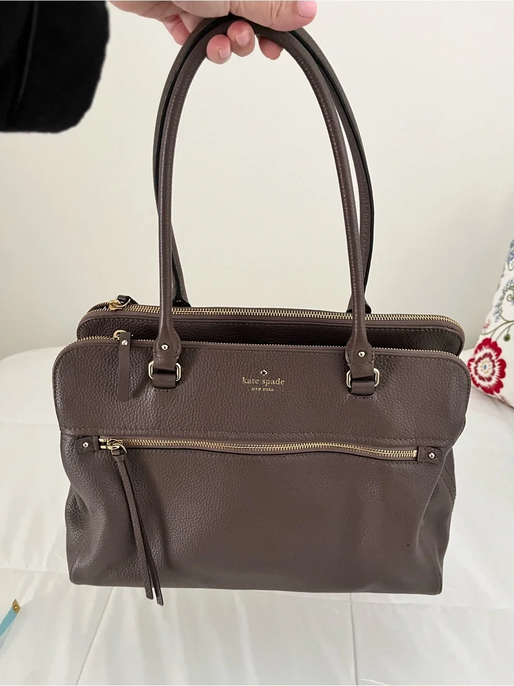 Kate Spade brown pebbled leather handbag